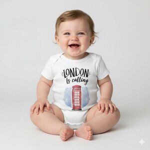 Laughing Giraffe London Is Calling White 0-3 Months England Phone Booth